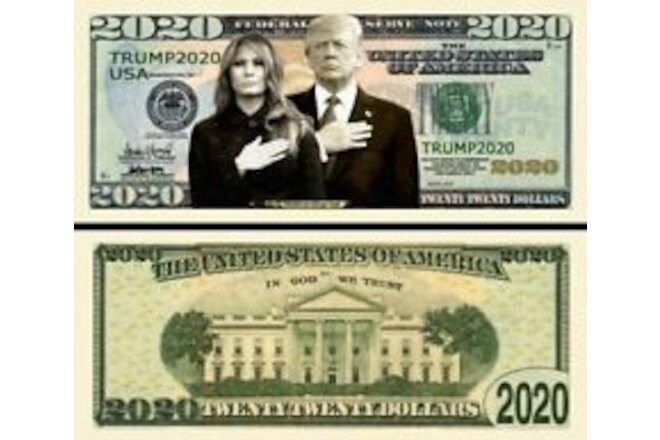 Trump 2020 Collectible Pack of 5 First Couple Funny Money Novelty Dollar Bills