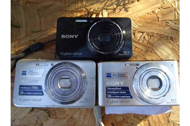 LOT 3 Sony DSC-W530 DSC-W570 DSC-W650 Digital Cameras 14-16MP REPAIR PARTS AS IS