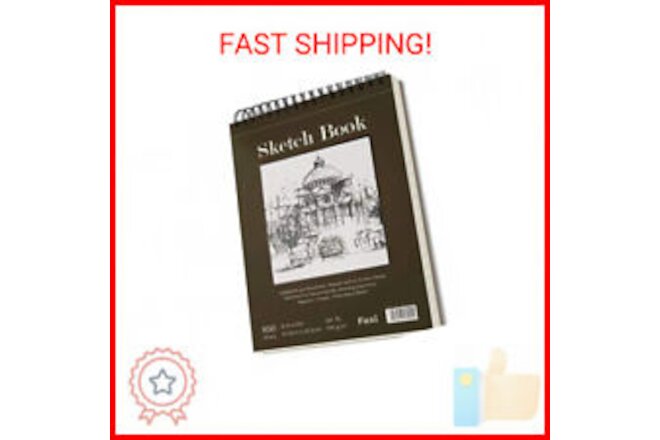 9 x 12 inches Sketch Book, Top Spiral Bound Sketch Pad, 1 Pack 100-Sheets (68lb/