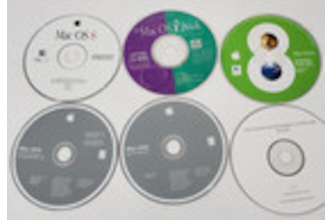 Apple Mac OS 8, OS 8 Book, OS 8.5, Mac Mini OS 9 & X Install Discs. DISCS  ONLY