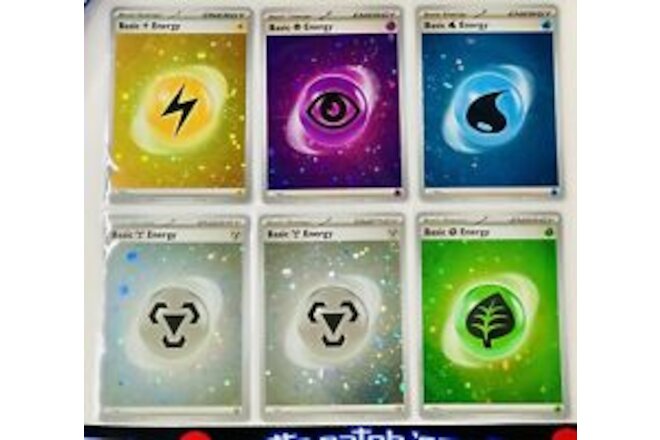 Pokémon 2023 Cosmos HOLO ENERGY LOT x6 Swirl Metal Lightning Psychic Grass Water