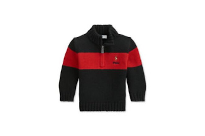 Polo Ralph Lauren Baby Boys Cotton Quarter Zip Sweater,Black,3M
