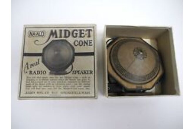 Vintage 1927 NA-ALD (Alden Mfg. Co.) Midget Cone Speaker Unused with Box