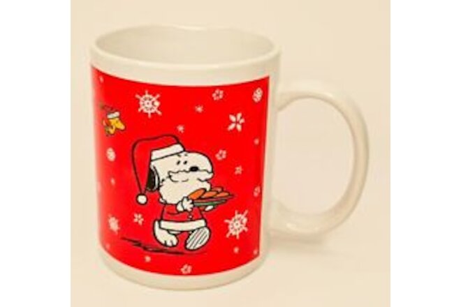 Snoopy and Woodstock Christmas Mug with Snowflakes and Christmas Tree