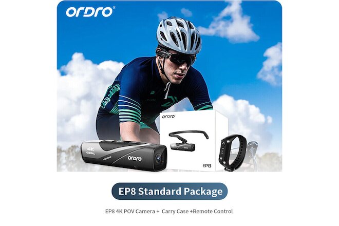 ORDRO EP8 Head Mount 4K POV Video Camera WIFI Sports Camcorder+ Remote Control