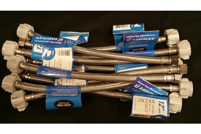 10 PACK Stainless Braided Toilet Supply Line 3/8" Compression x Ballcock x 12"