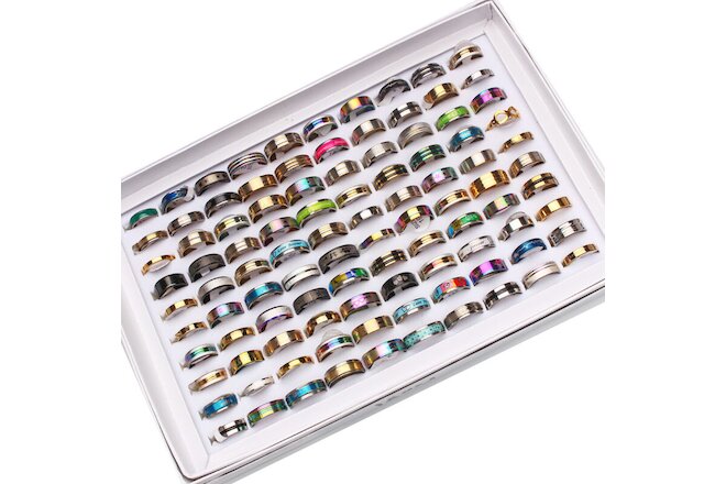 New 50pcs Stainless Steel rings Wholesale Men Women Fashion Jewelry 17-22