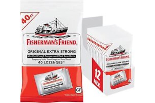 Fishermans Friend Original Extra Strong Menthol Cough Lozenges 40 Count 12 Pack