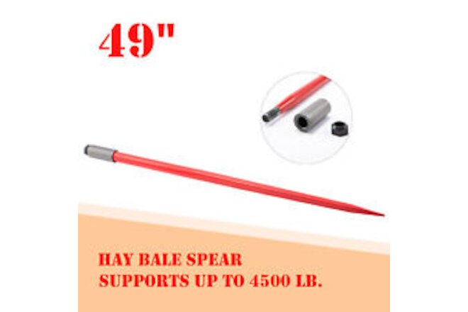 Heavy Duty 49in Hay Spike Bale Spear, 4500lb Capacity, Quick Attach, Reliable