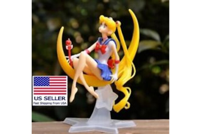 Anime Sailor Moon FIGURE Tsukino Usagi Action Doll Toy Model Gift Sit WAIFU 14cm