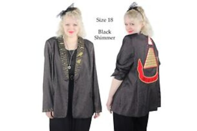 Desperately Seeking 80s Pyramid Style Size 18 Black Glimmer Susan Jacket - NWT