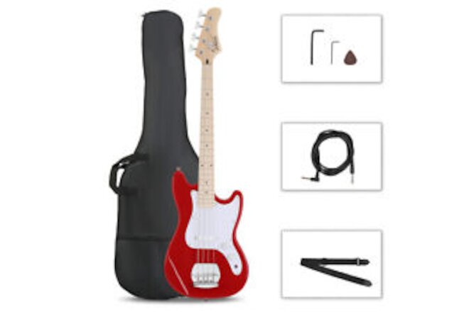Glarry 4String 30in Short Scale Thin Body GB Electric Bass Guitar with Bag Strap