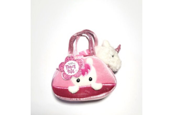 New Fancy Pals Aurora White Peek-a-Boo Unicorn Plush Pink Purse Pet Carrier