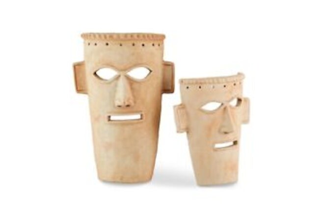 Etu - Mask Sculpture (Set of 2)-19 Inches Tall and 13 Inches