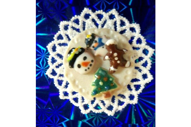 Barbie Kelly Dollhouse Accs *Lot of 4 OOAK Mini Christmas Cookies* pic 1 ONLY!