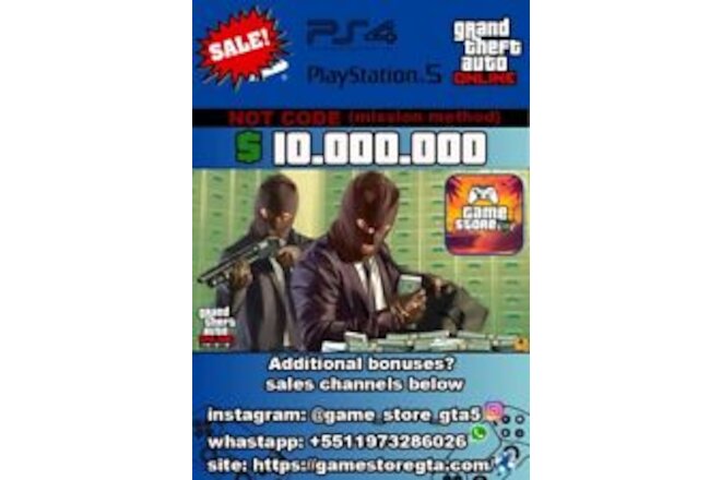 GTA 5 SHARK CARD, PLAYSTATION 4 AND 5 MONEY CASH ONLINE $10.000.000 (NOT CODE)