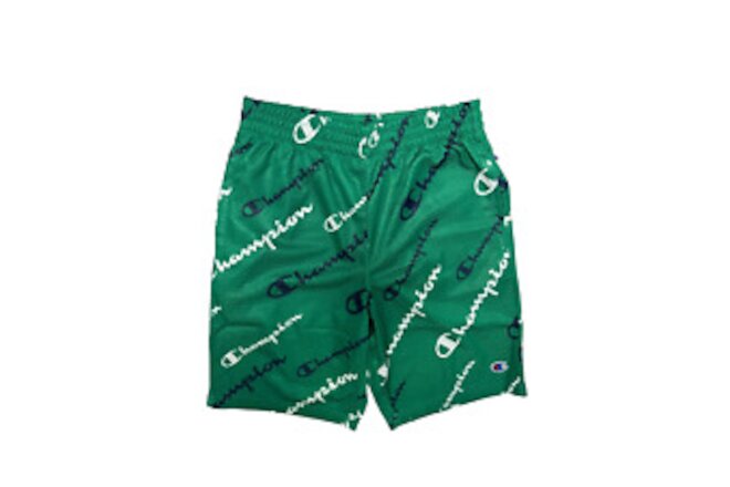 Champion Boys' AOP Multi Script Mesh Shorts green with pockets size XLB (16-18)