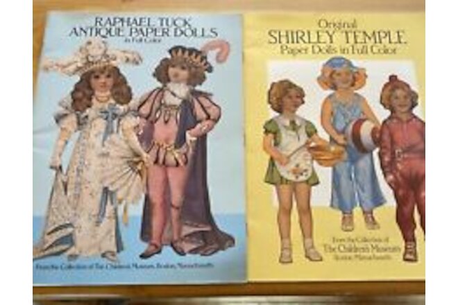 2 Vtg Raphael Tuck Paper Dolls & Shirley Temple Uncut~Full Color