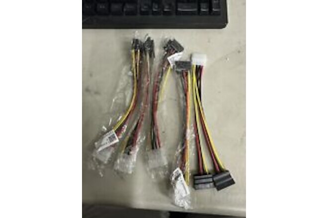 Molex 4 Pin Female To (2) SATA Male Connectors (8 In.) For Power Supply - 5 Pack