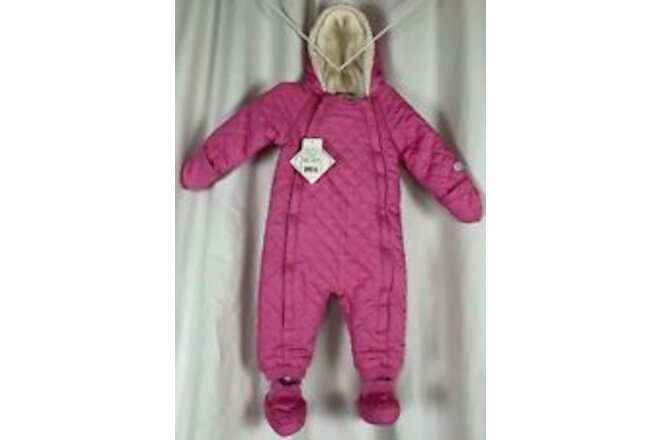 Infant Girls Quiltex 1 Pc + Booties Double Zip Snowsuit Bunting Pink 6-9 M NWT