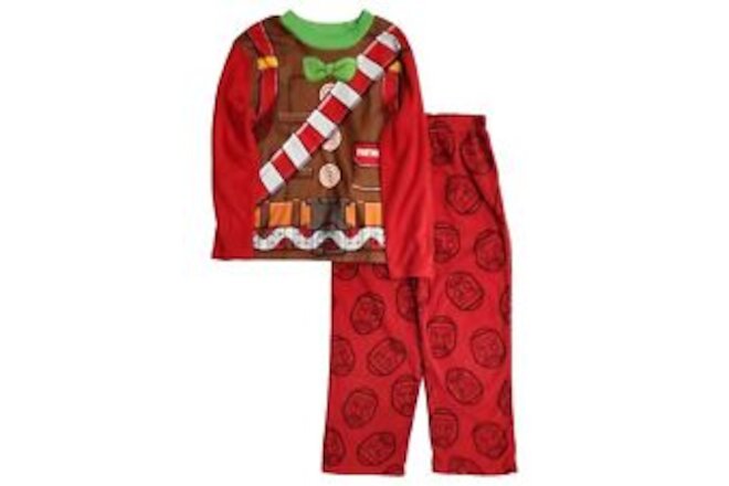 Fortnite Boys Red Fortnite Christmas Fleece 2 Piece Pajama Sleep Set