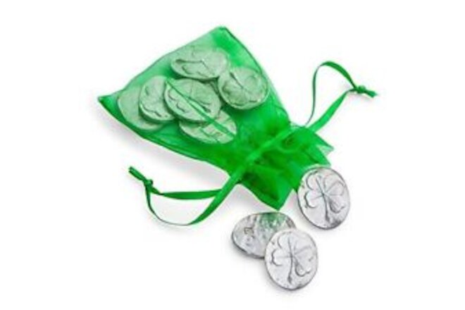 Pewter Four Leaf Clover Pocket Tokens, Shamrock Coins, Good Luck Charm,