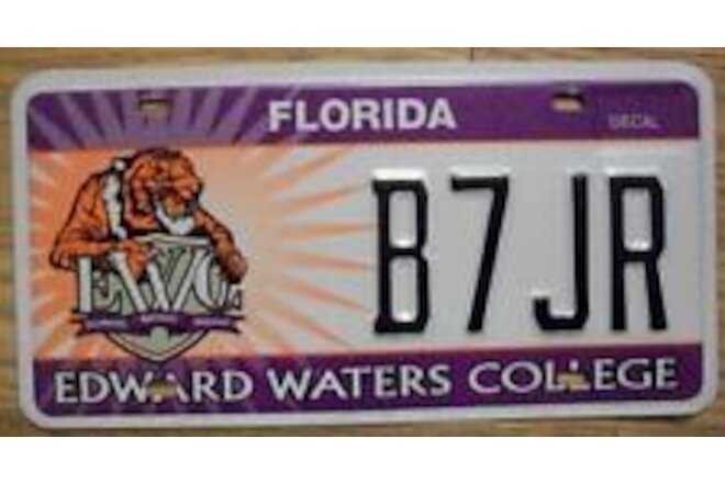 SINGLE FLORIDA LICENSE PLATE - B7JR - EDWARD WATERS COLLEGE