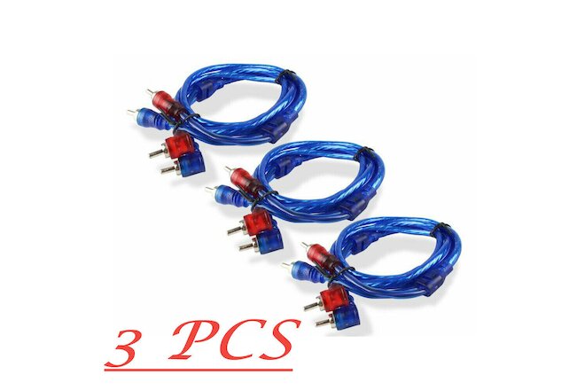 3pcs 2 RCA to 2 RCA Interconnect Cable Audio Patch HiFi Male Connector Wire 3FT