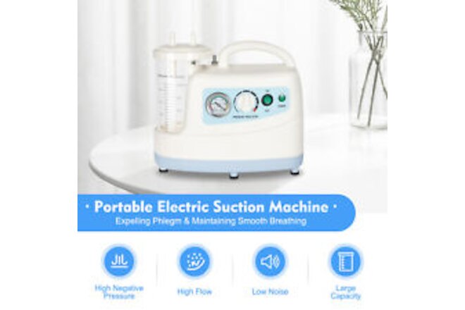 Portable Vacuum Phlegm Suction Unit 1000mL Medical Aspirator Machine 110V 60Hz