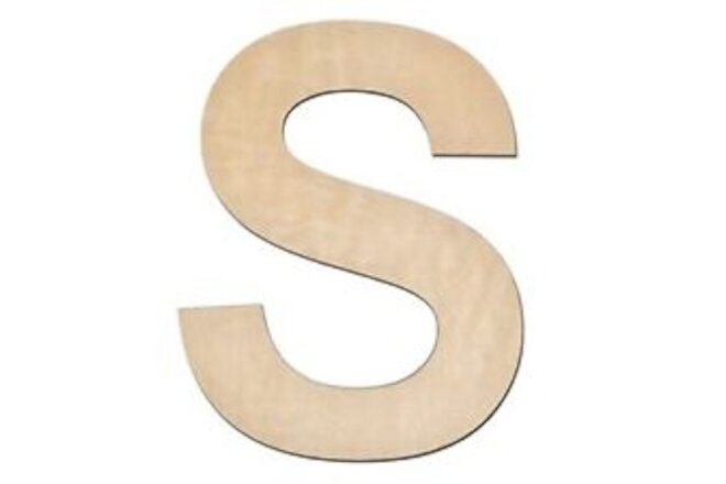 12 Inch Wooden 1/4 Inch Thick Large Unfinished Wood Letter for Home Letter S
