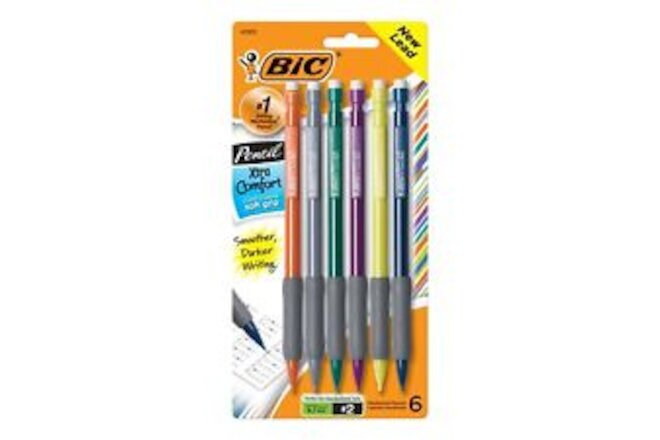 BIC BICMatic Grip 0.7 mm Mechanical Pencils, Assorted Barrel Colors, 6-Pack