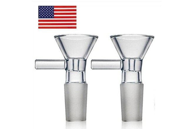 x2Pack 14mm Male Bowl For Glass Bong Water  Hookah Bong Replacement Head Set
