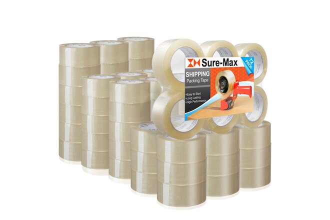 72 Rolls Carton Sealing Clear Packing Tape Box Shipping - 2 mil 2" x 110 Yards