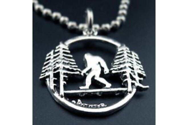 BIGFOOT Necklace Stainless Chain New Sasquatch Pendant Pacific NW Forest Charm