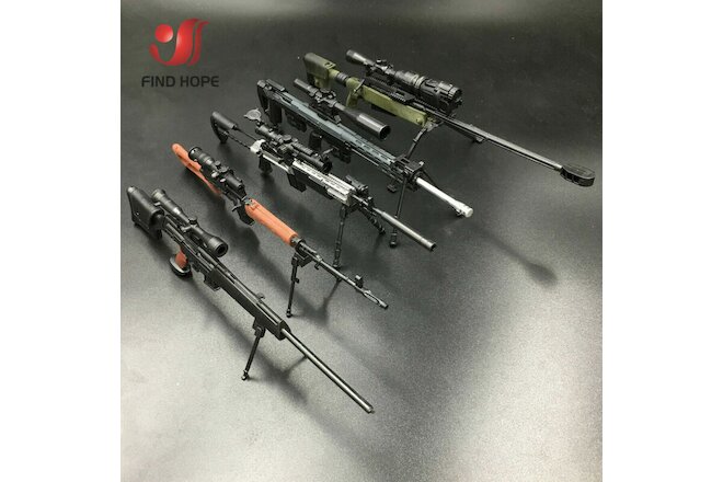 1/6 AWM MK14 DSR PSG-1 SVD TAC Sniper Rifle Weapon Assemble  Gun Model 6Pcs/set