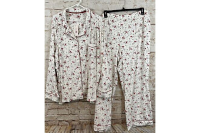 NEW Secret Treasures womens 4X pajamas set cardinals bird pants top velour sleep