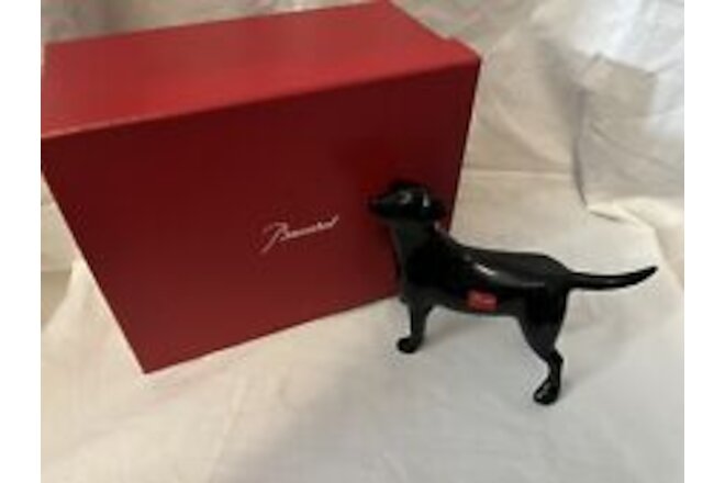 BACCARAT Crystal Black Dog Labrador Figurine 7” x 5.5”