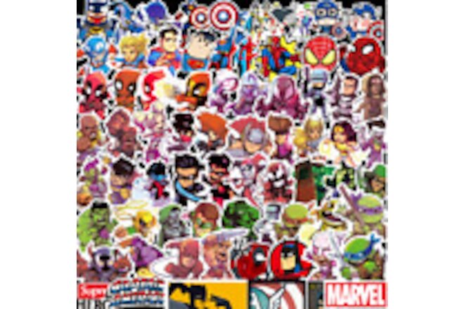 100pcs Marvel Superhero Stickers Batman Spiderman Superman Hulk Kids Avengers