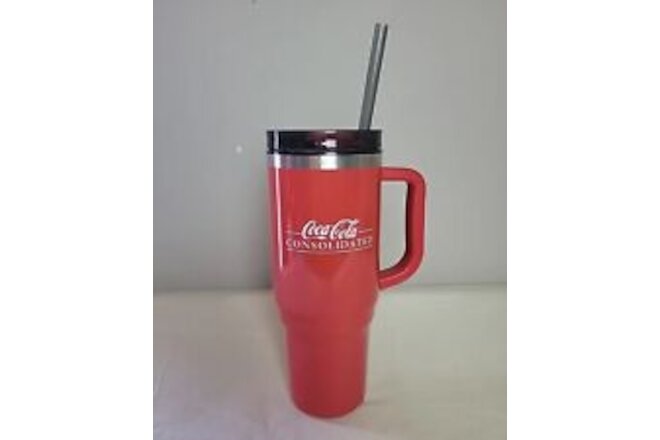Coca Cola Consolidated Travel Cup Straw Handle Tumbler Hot/Cold