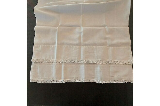 Lace Crochet Pillowcases 2 Queen White on White 32x20" Lightweight Cotton VTG