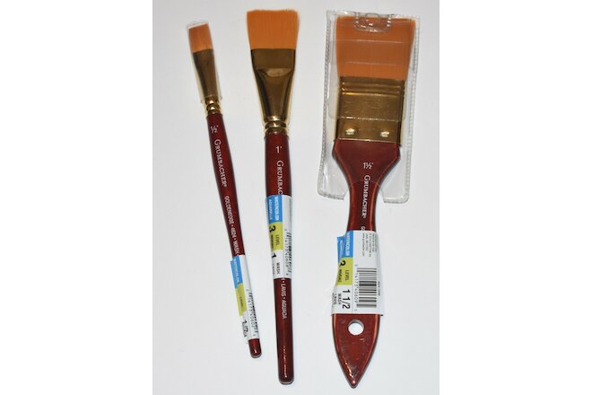 Grumbacher Golden Edge 1/2", 1", 1 1/2" Brush Set - BRAND NEW - 55% Discount