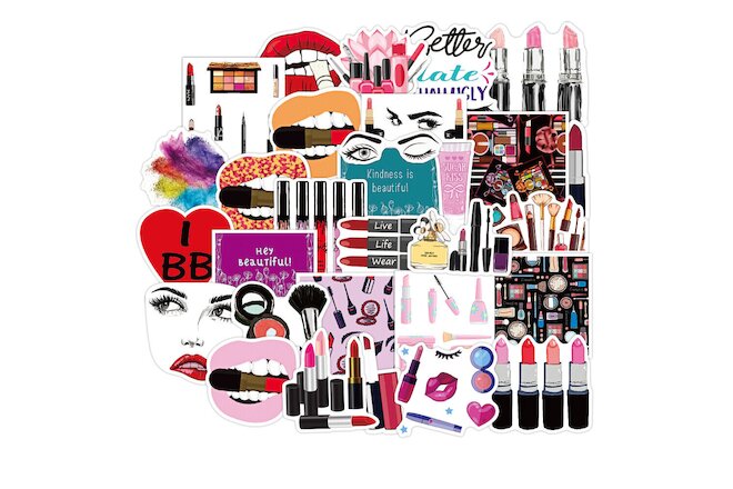 100pcs Makeup Cosmetics Stickers Cute Aesthetic Hydro Flask Laptop Girls Girlie