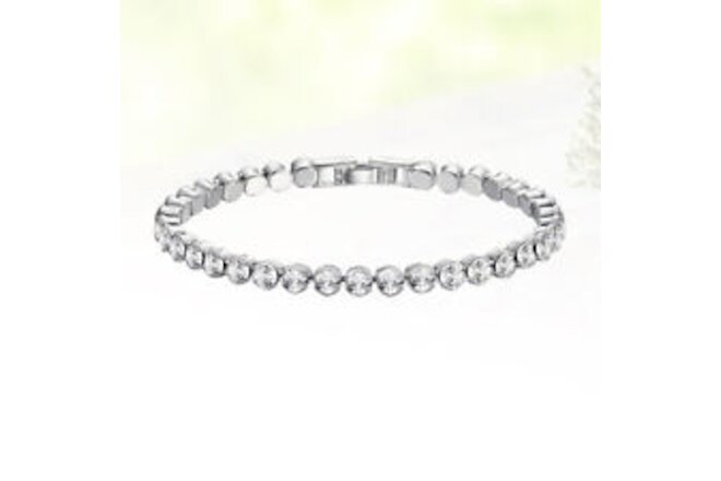 2 Pcs Women Jewelry Gift Sparkling Stone Bracelet Plated Round Bracelet