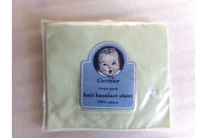 NEW NIP Gerber Knit Bassinet Green Sheet 16x32" Cotton Nursery Baby Shower Gift