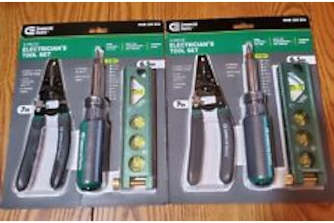 CE Electrician Tool Kit TWO (2) - 3 pc Pliers, screwdriver, level