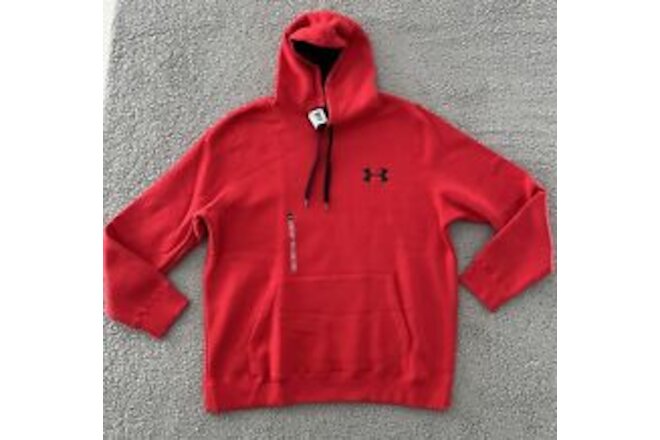 Under Armour Hoodie Mens 2XL Red Solid Logo Pullover Athletic Sweatshirt NWT