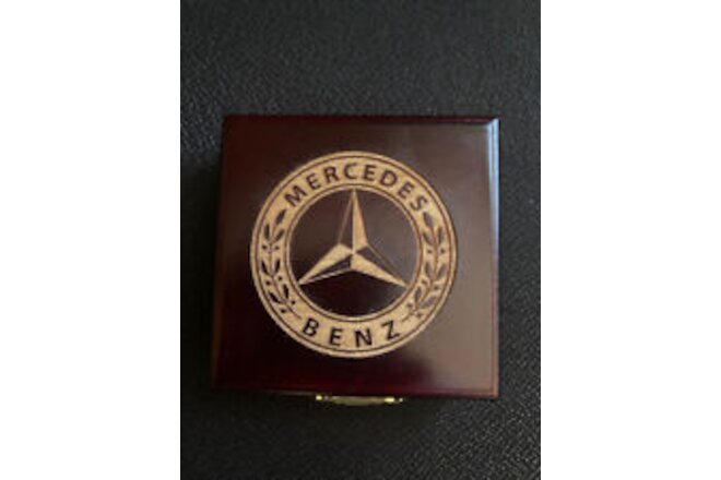 Mercedes Benz engraved wood box with compass