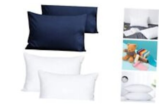 Toddler Cotton Down Alternative Toddler Pillows (13" x 18") and Navy Blue
