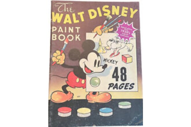 Vintage 1970s Reproduction Of 1930s The Walt Disney Paint Book 48 Pages Unused