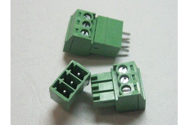 100 pcs 3pin Pitch 3.81mm Screw Terminal Block Connector Green Pluggable Type